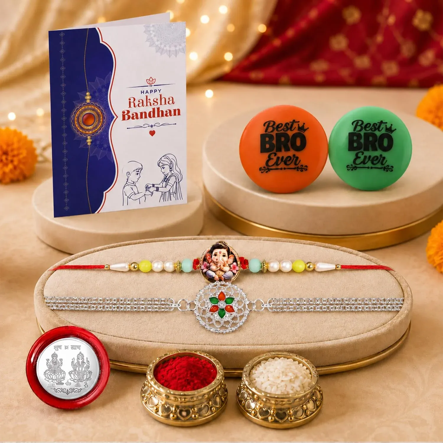 Premium Little Multicolor Rakhi – Decorative Magnets | Raksha Bandhan Gift Combo | Gift Set - Buy Online at Alikart