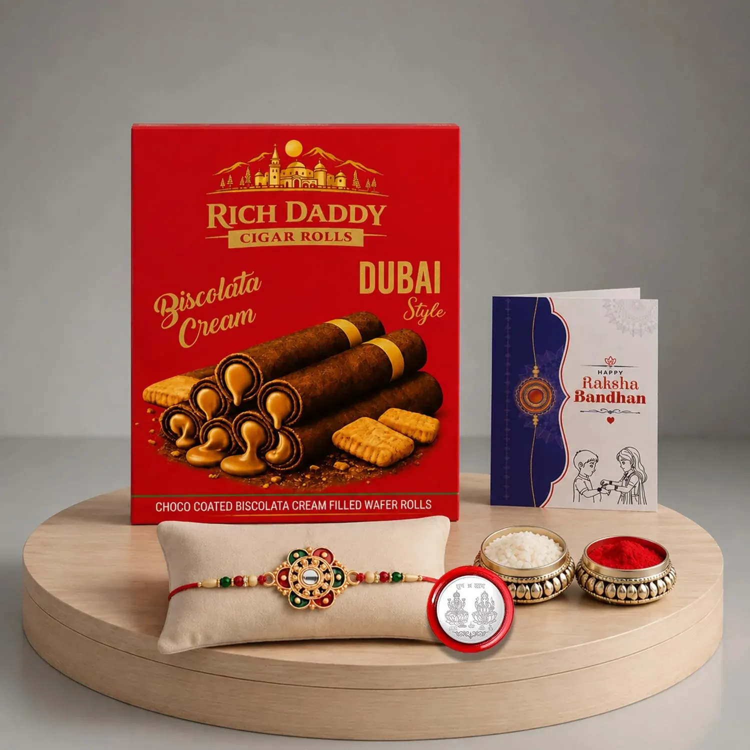 Premium Flower Multicolor Rakhi – Biscolata Cream Wafer Roll Gift Combo Gift Set (Pack of 5) For Raksha Bandhan - Buy Online at Alikart