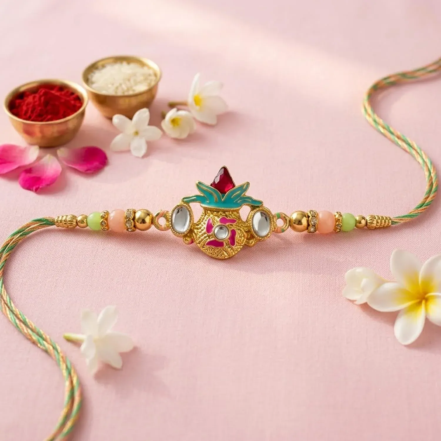 Peacock Multicolor Rakhi – Pistachio Cream Wafer Roll Gift Combo Gift Set (Pack of 6) For Raksha Bandhan - Detailed Feature View 5