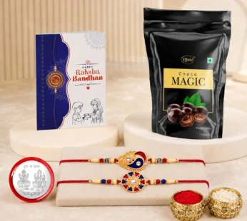 Leaf, Round Multicolor Rakhi – Choco Magic Raksha Bandhan Gift Combo (Pack of 6)