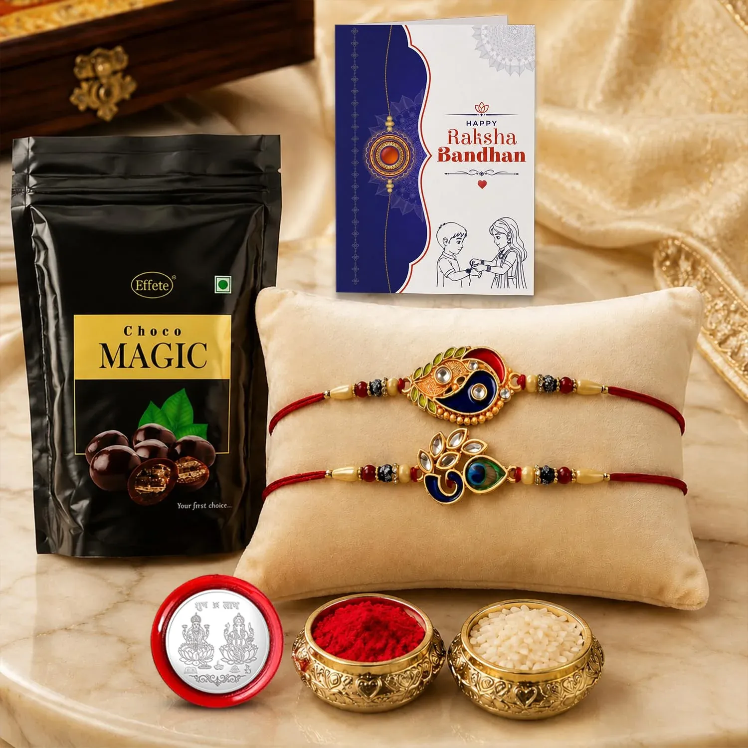 Premium Leaf, Peacock Multicolor Rakhi – Choco Magic Raksha Bandhan Gift Combo (Pack of 6) - Buy Online at Alikart