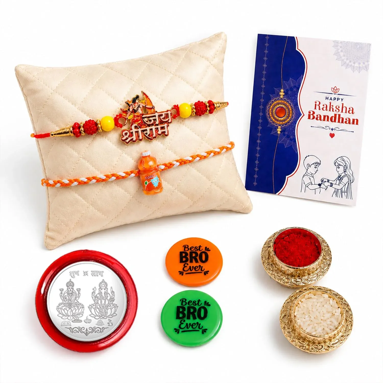Shri Ram Charm, Bottle Multicolor Rakhi & Decorative Magnets – Raksha Bandhan Combo - Detailed Feature View 1