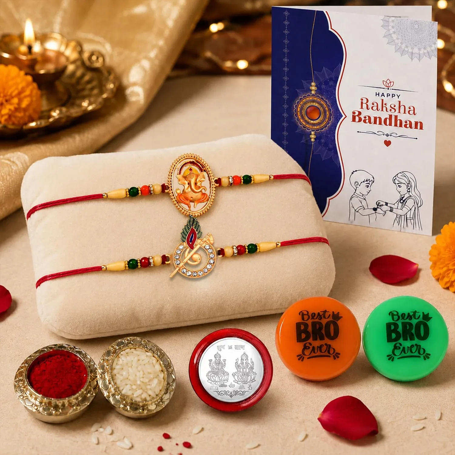 Premium Rakhi with Fridge Magnet for Brother – Rakhi Gift Combo | Raksha Bandhan (Pack of 7) - Buy Online at Alikart