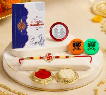 Swastika Multicolor Rakhi with Decorative Magnets – Raksha Bandhan Gift Combo for