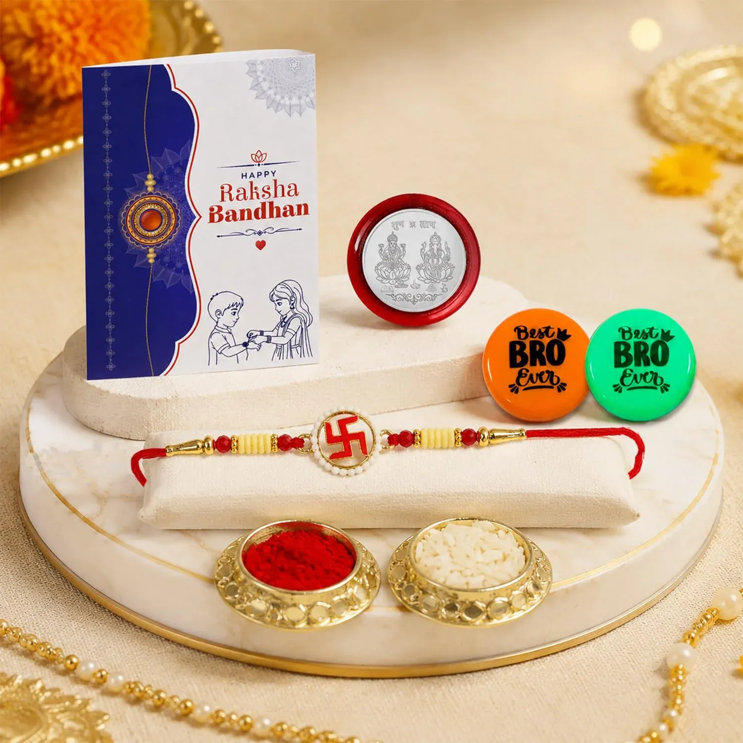 Premium Swastika Multicolor Rakhi with Decorative Magnets – Raksha Bandhan Gift Combo for - Buy Online at Alikart