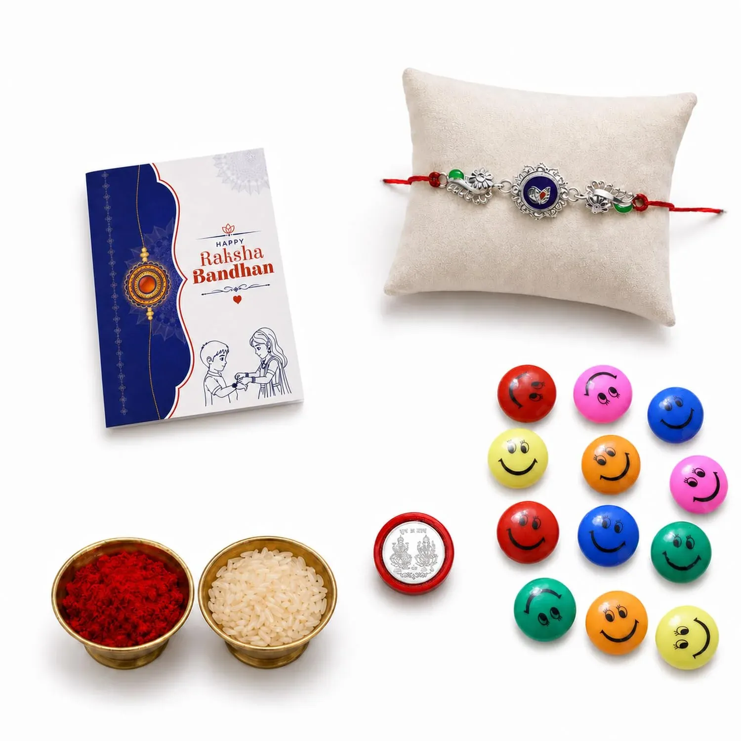 Peacock Multicolor Rakhi – 12pc Decorative Magnets Gift Combo for Bhai (Pack of 5) For Raksha Bandhan - Detailed Feature View 4