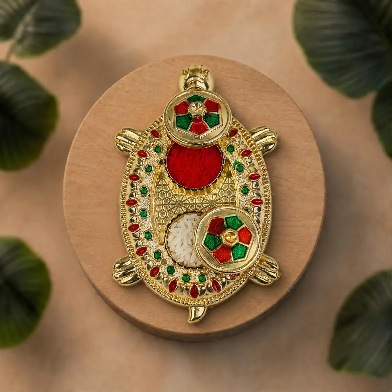 Multicolor Floral, Deity Bracelet Rakhi with Turtle Thali – Raksha Bandhan Combo - Detailed Feature View 1