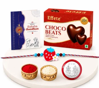 Strawberry and Flower Rakhi with Chocolate for Brother – Raksha Bandhan Combo (Set of