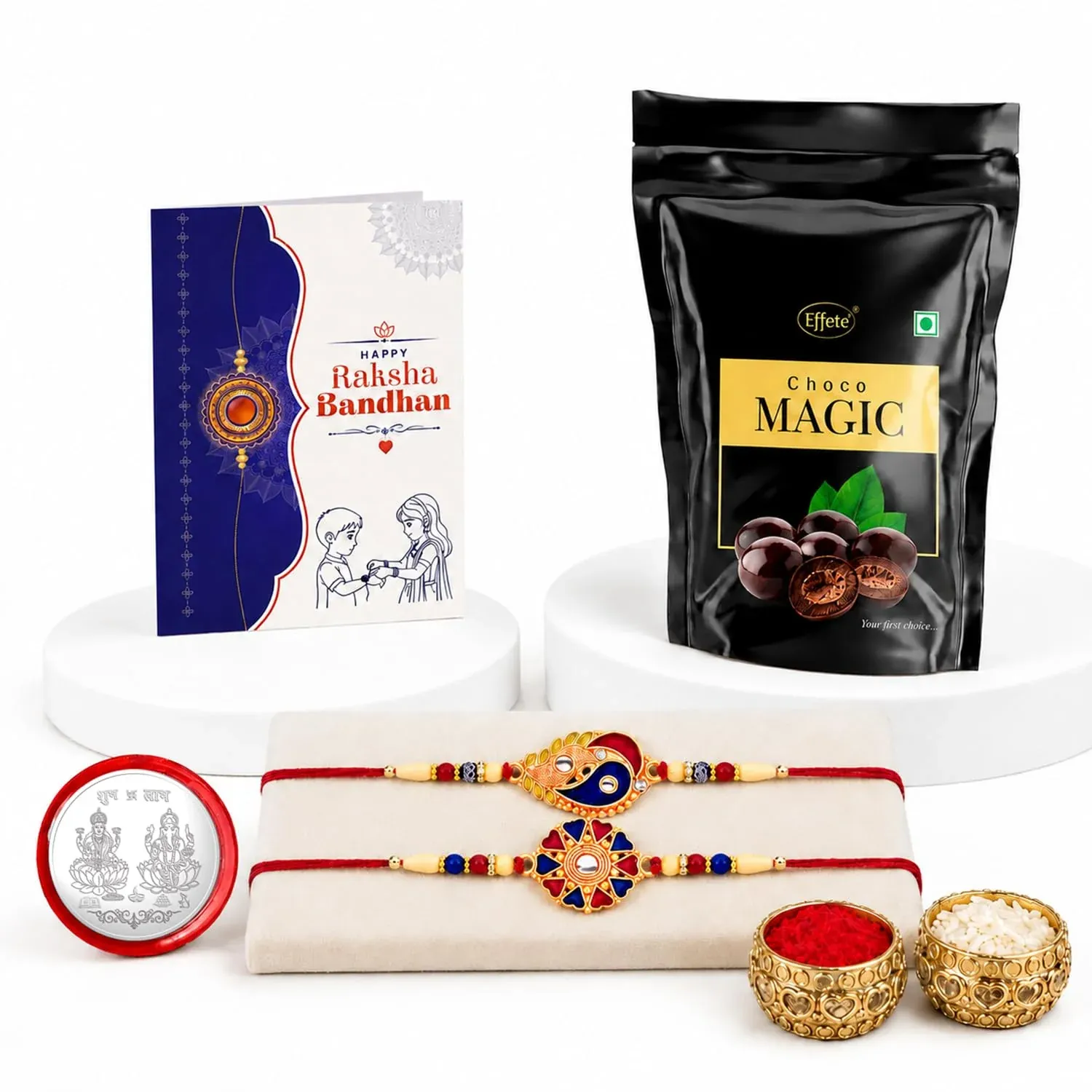 Leaf, Round Multicolor Rakhi – Choco Magic Raksha Bandhan Gift Combo (Pack of 6) - Detailed Feature View 4
