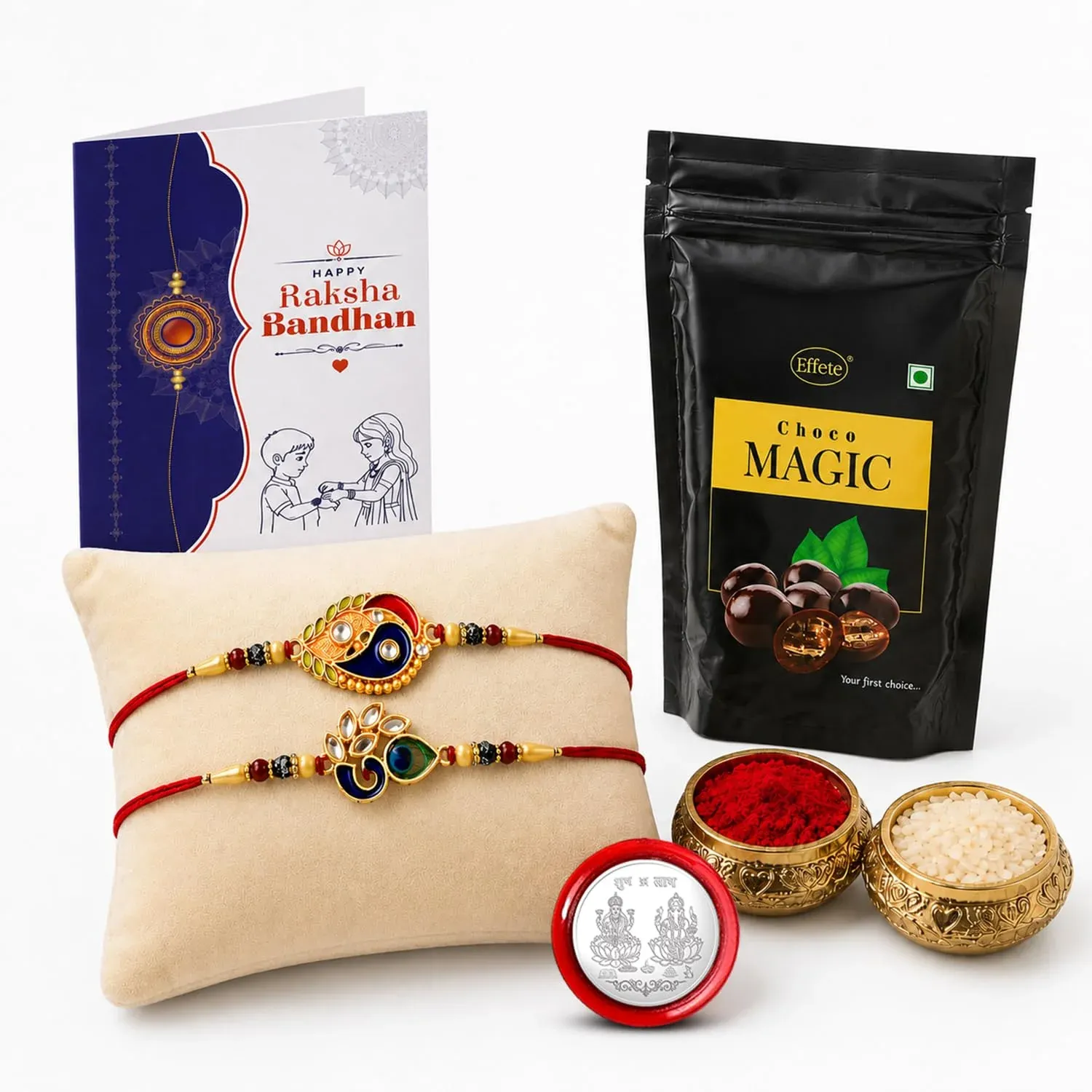 Leaf, Peacock Multicolor Rakhi – Choco Magic Raksha Bandhan Gift Combo (Pack of 6) - Detailed Feature View 4