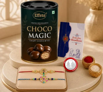 Rakhi with Chocolate for Brother (Set of 6) – Peacock Flower Raksha Bandhan Combo