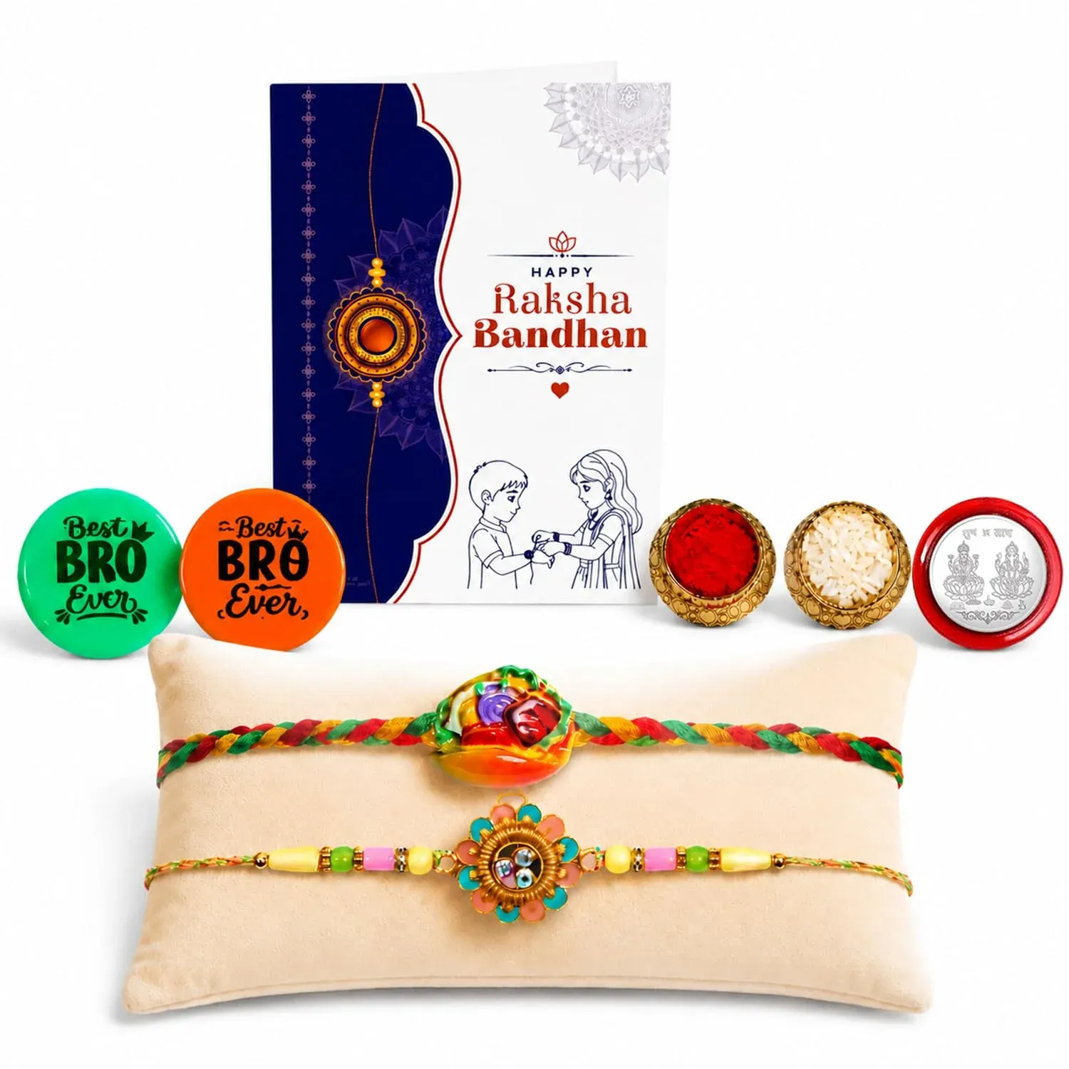 Sweet Multicolor Rakhi – Decorative Magnets | Raksha Bandhan Gift Combo | Gift Set - Detailed Feature View 1
