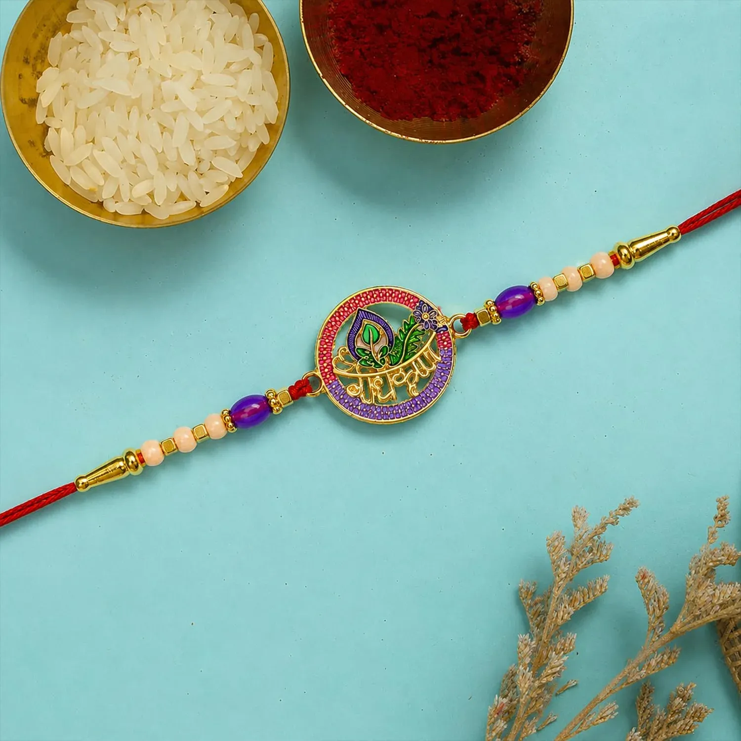Peacock,Ganesh Multicolor Rakhi – Decorative Magnets | Raksha Bandhan Gift Combo - Detailed Feature View 4