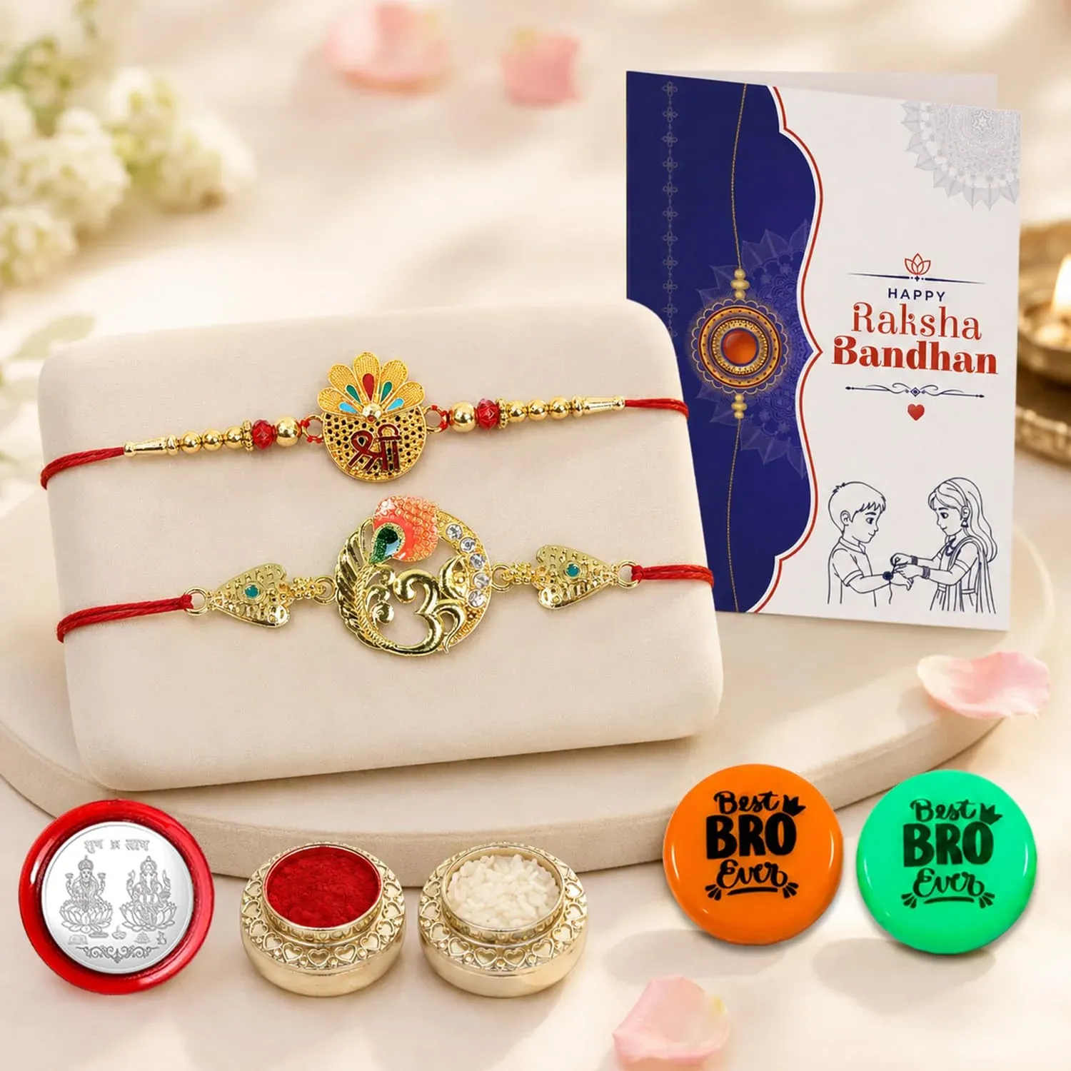 Premium Shree, Peacock Multicolor Rakhi – Decorative Magnets | Raksha Bandhan Gift Combo - Buy Online at Alikart