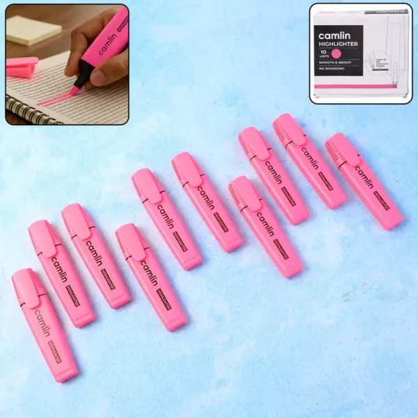 Pink Highlighter Pack – Bright, Smooth No-Smudge Ink (10 Pens)