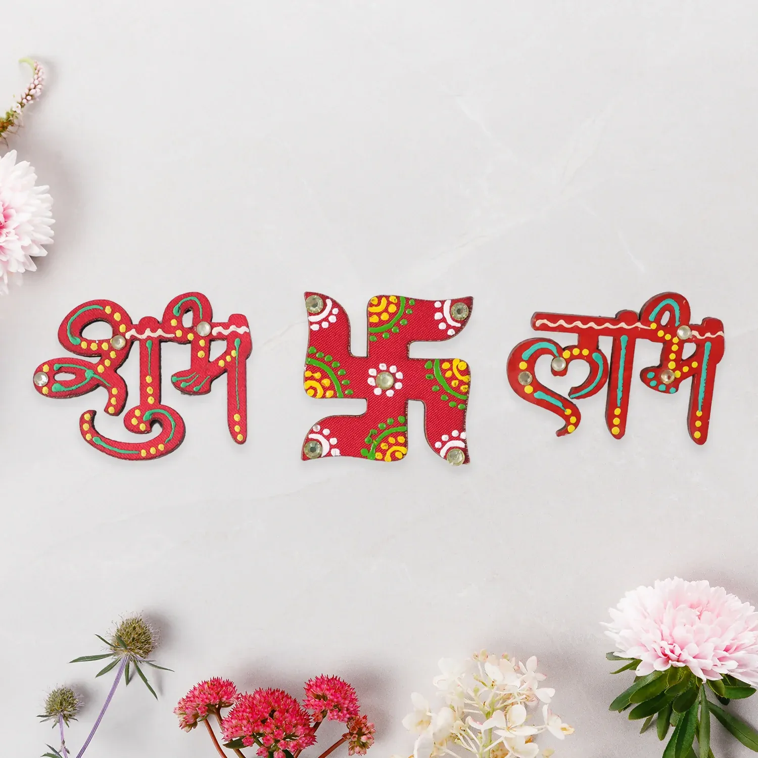 Premium Shubh Labh Swastik Set – Hand Crafted Decorative Trio for Positivity - Buy Online at Alikart
