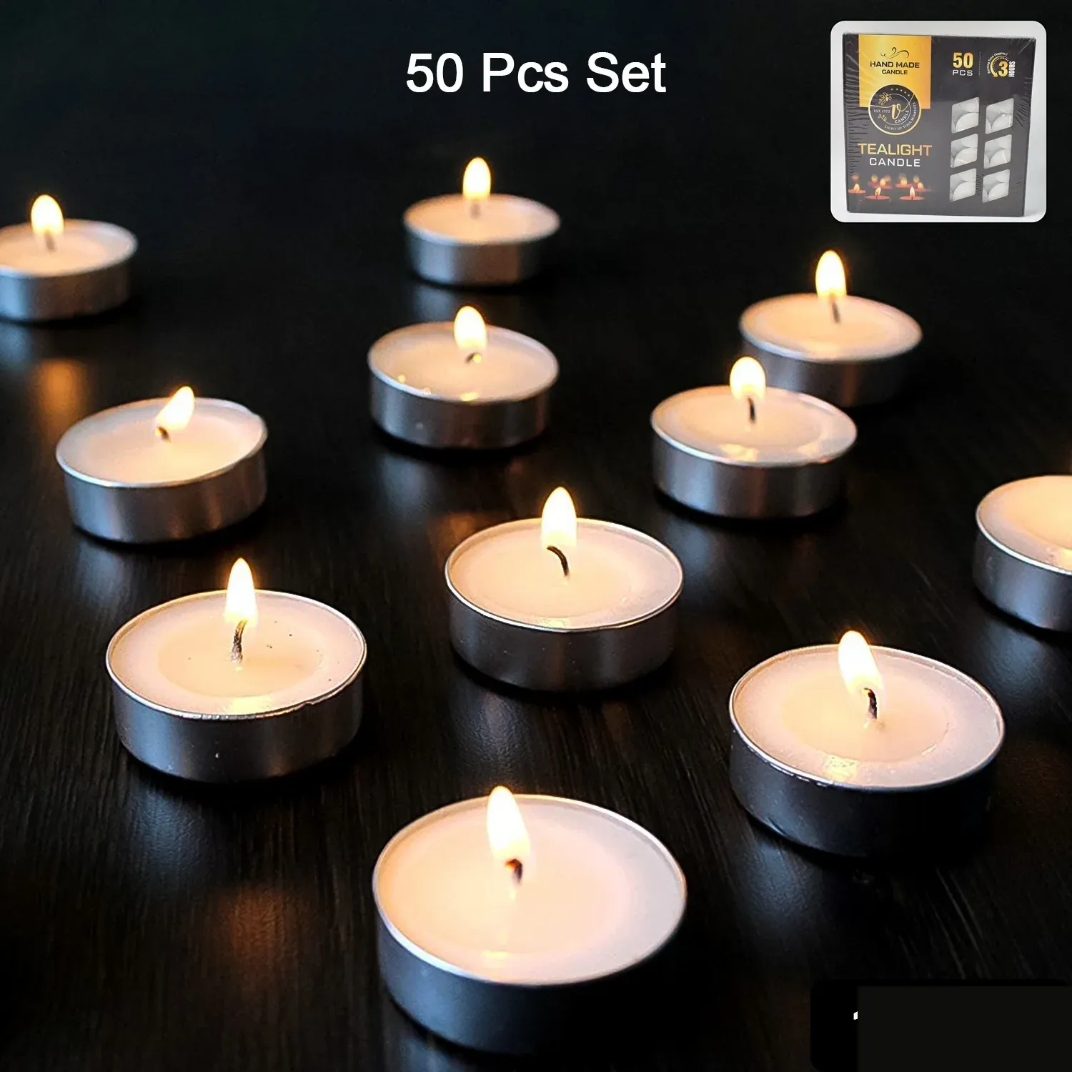 Smokeless Tealight Candles – 50 Pcs Set for Diwali | Indo Glow - Detailed Feature View 1