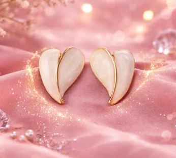Stud Earrings – Elegant Leaf Design with Gold Finish for Women