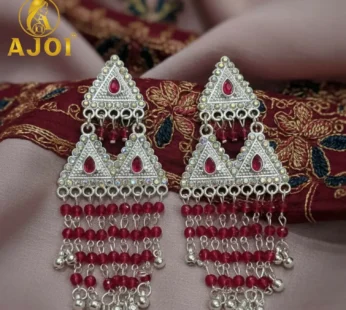 Ruby Drop Silver Earrings – Ethnic Designer Statement Tassels