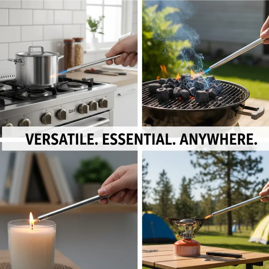 Stainless Steel Gas Lighter – Long Spark for Kitchen | CookAura - Detailed Feature View 6