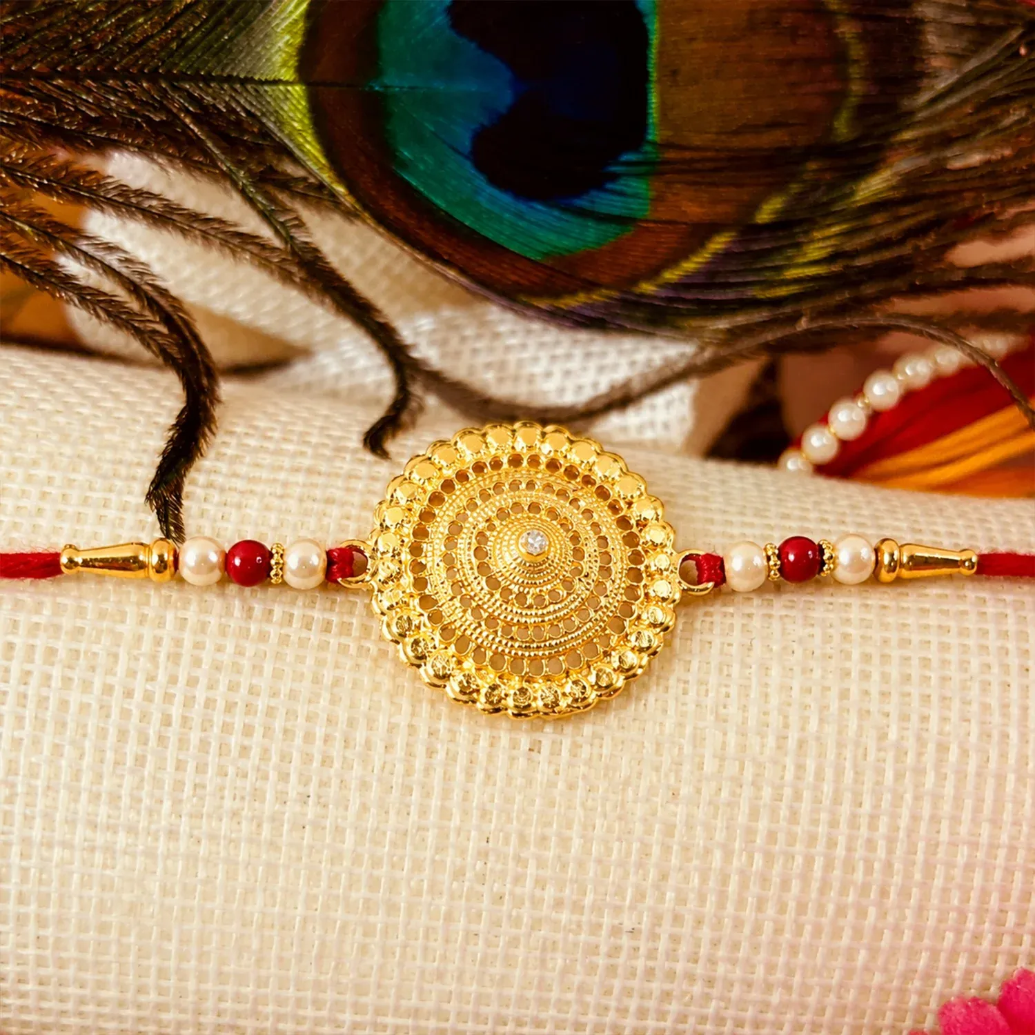 Premium Rakshabandhan Rakhi – Elegant Gold & Pearl Design for Brothers - Buy Online at Alikart