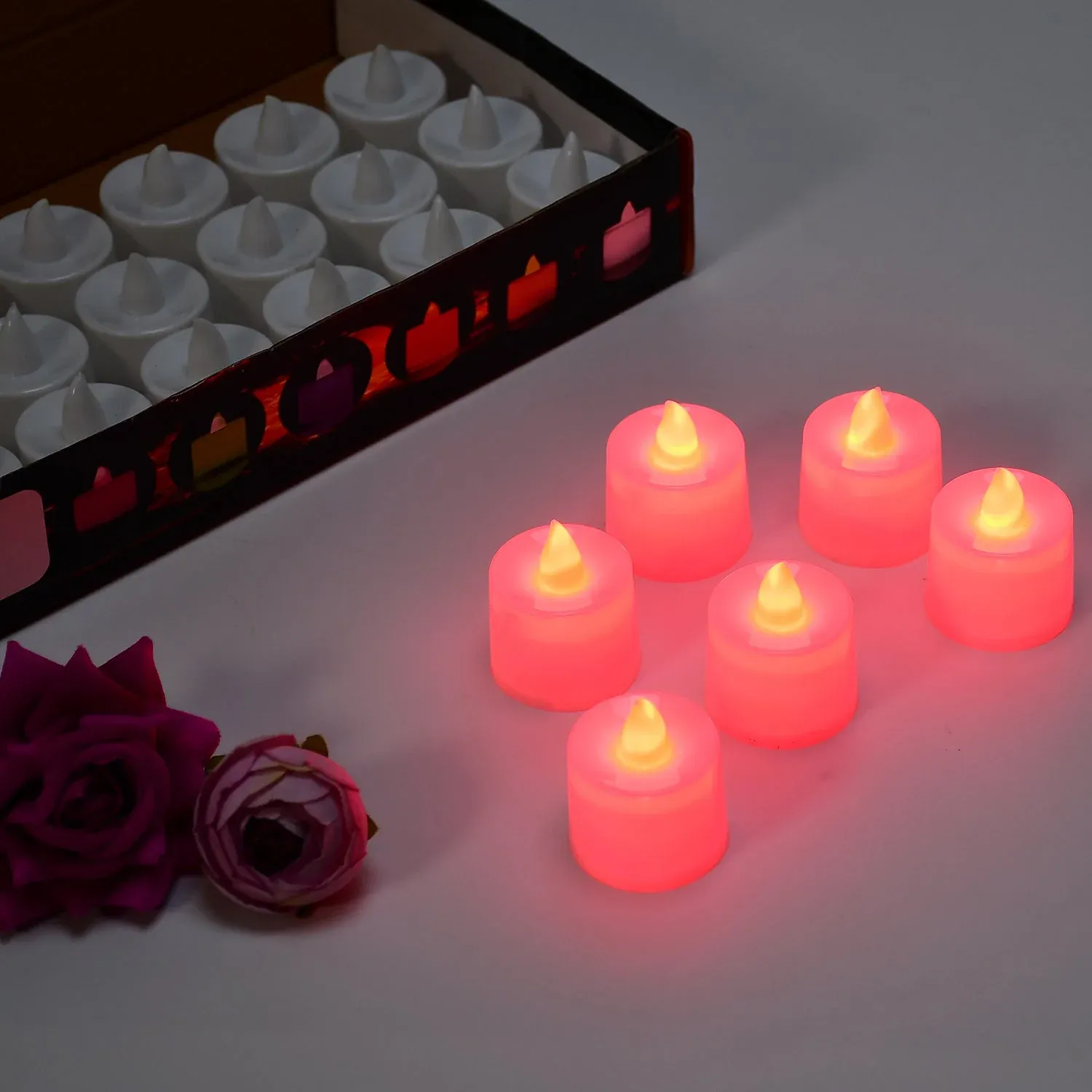 Red LED Flameless Tealight Candles – Safe & Smokeless Ambiance - Detailed Feature View 6
