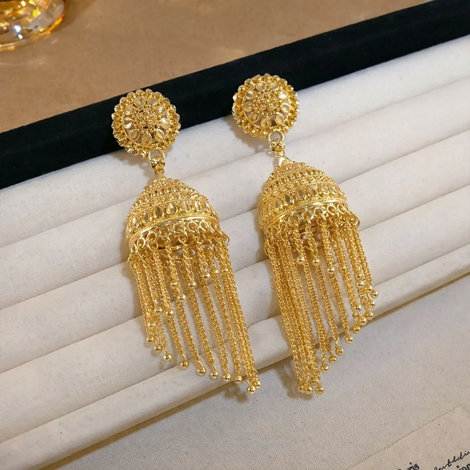 Premium Traditional Gold Tone Jhumka Earrings – Elegant Festive Style - Buy Online at Alikart