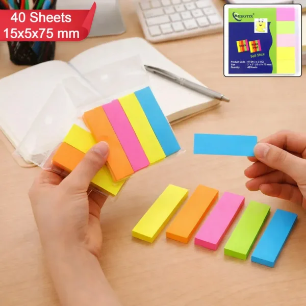 Self Sticky Notes Pad with Strong Adhesive – 5 Multicolor Pads, 6 Pack