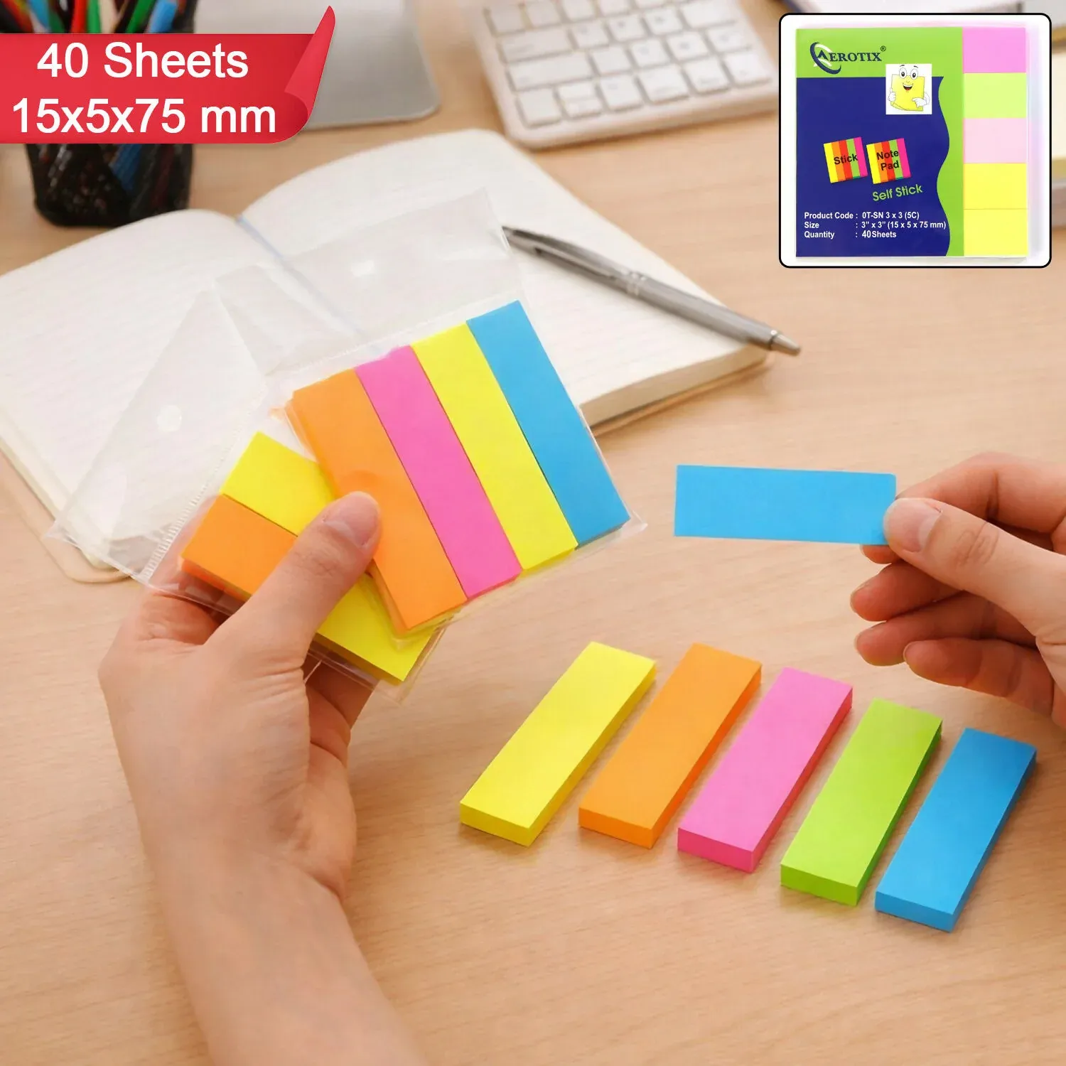 Premium Self Sticky Notes Pad with Strong Adhesive – 5 Multicolor Pads, 6 Pack - Buy Online at Alikart