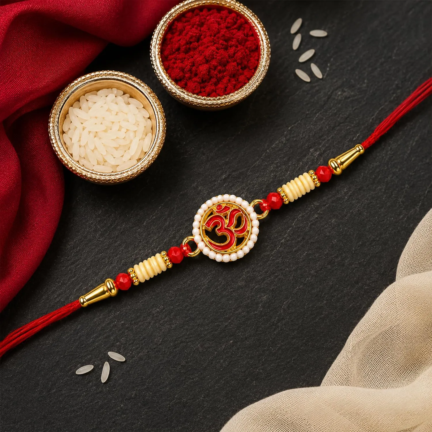 Milk Multicolor Rakhi with Decorative Magnets – Gift Combo for Bhai Set (Pack of 7) For Raksha Bandhan - Detailed Feature View 5