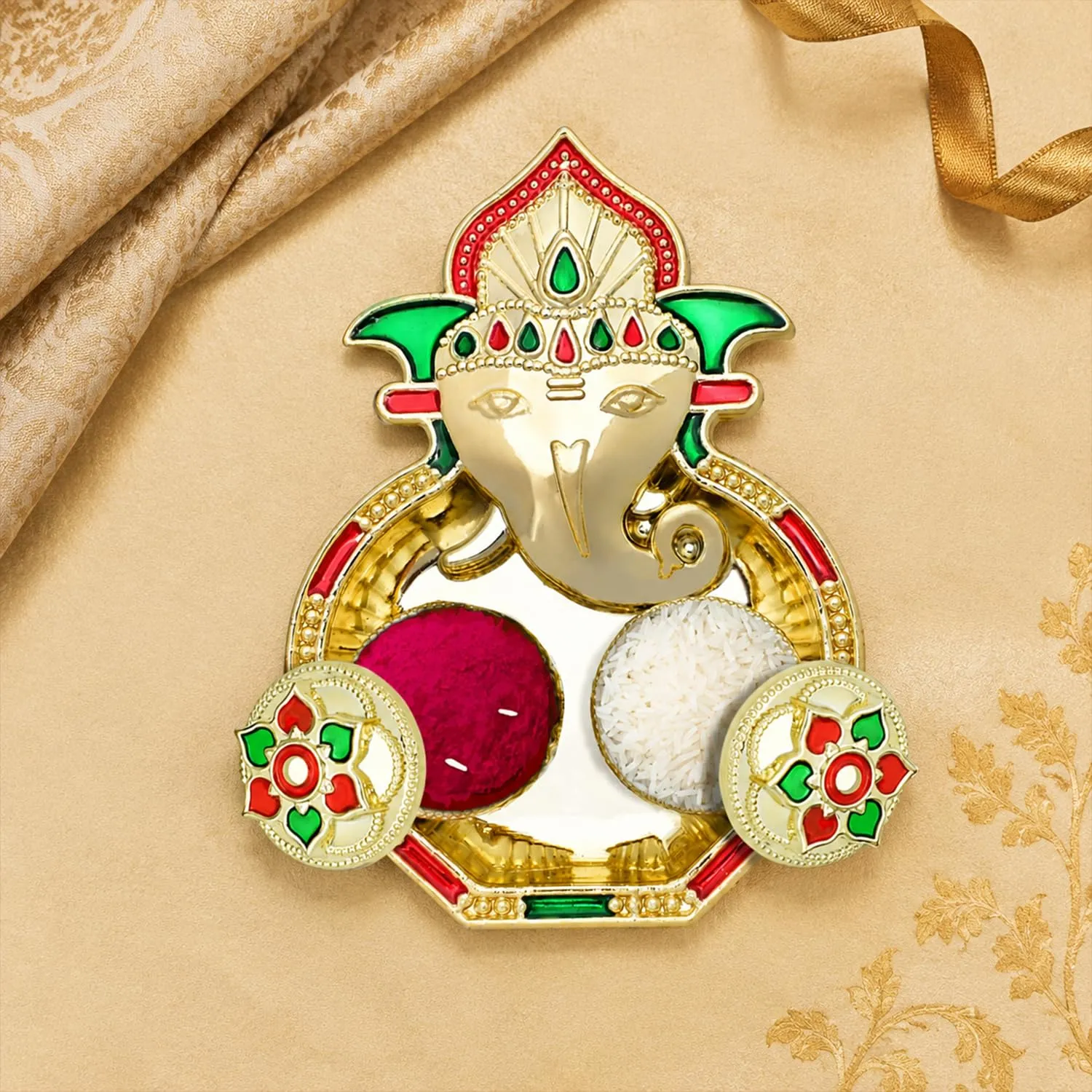 Multicolor Ganesha Rakhi & Shri Ganesh Pooja Thali – Gift Hamper Gift Set (Pack of 5) For Raksha Bandhan - Detailed Feature View 2