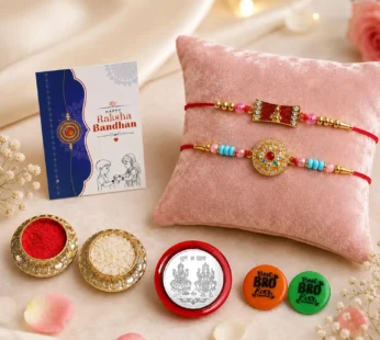 Ganesha Charm,Kundan Multicolor Rakhi with Decorative Magnets – Raksha Bandhan Combo