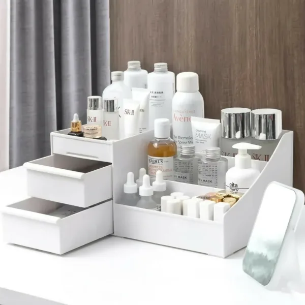 Cosmetic Organizer with Side Drawers – Space-saving Makeup Storage