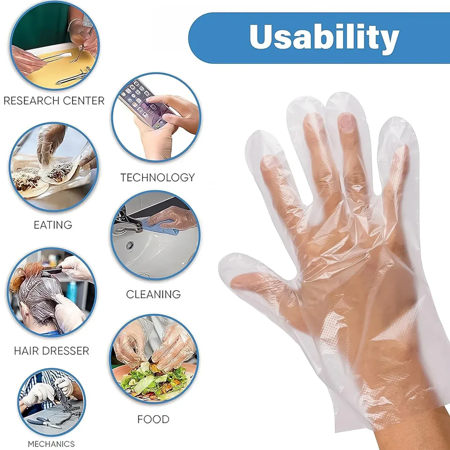 Disposable Plastic Gloves – Hygienic & Convenient for Food & Cleaning - Detailed Feature View 7