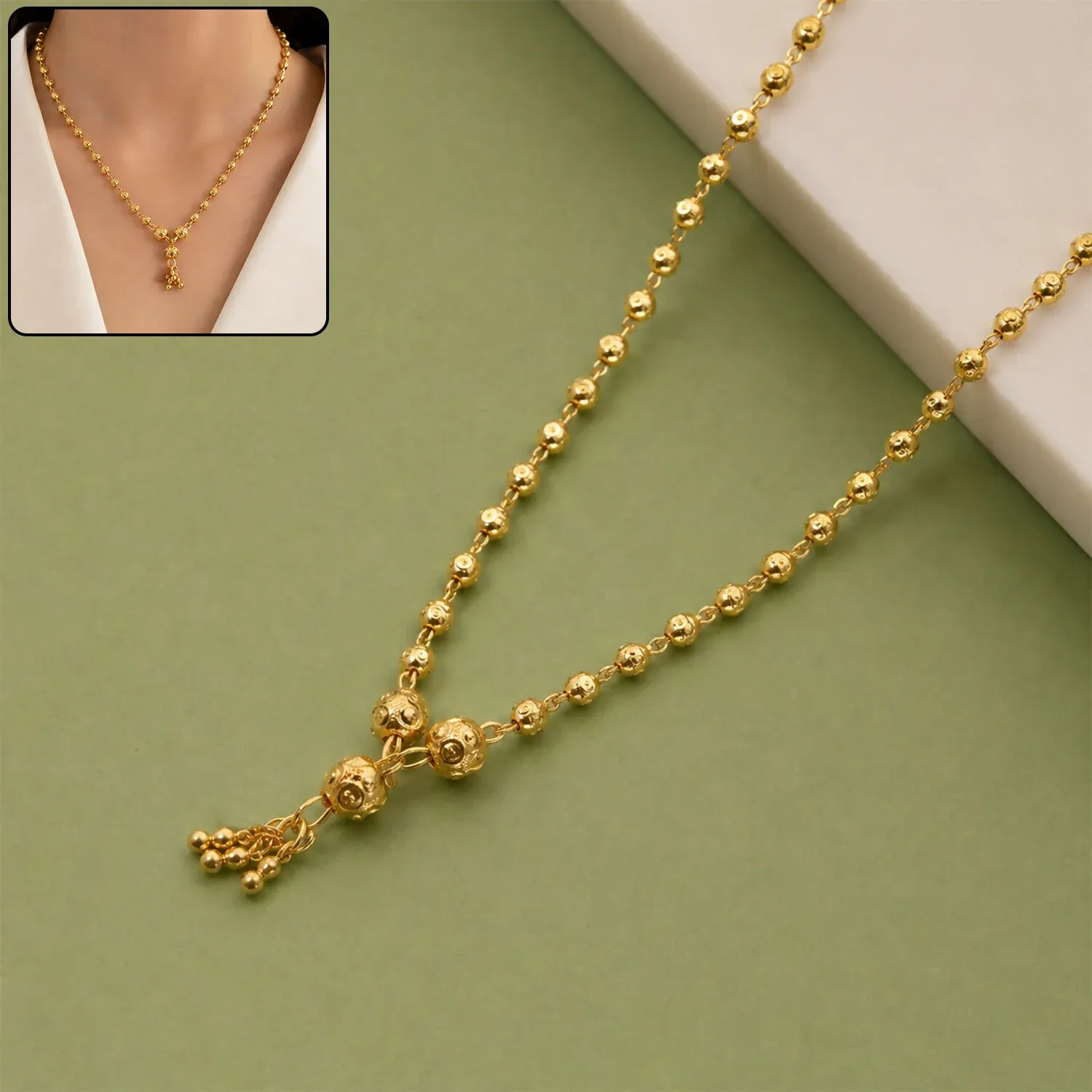 Premium Gold-Plated Beaded Necklace – Traditional Indian Jewellery for Women - Buy Online at Alikart