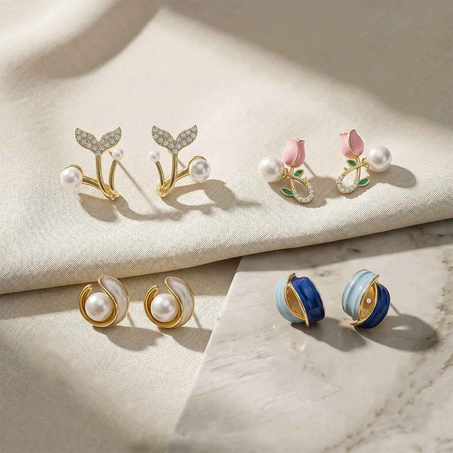 Korean Style Earrings Set – Versatile & Elegant Designs - Detailed Feature View 2