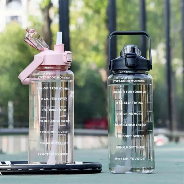 Water Bottle – Large 2000ml Capacity with Time Markers for Hydration