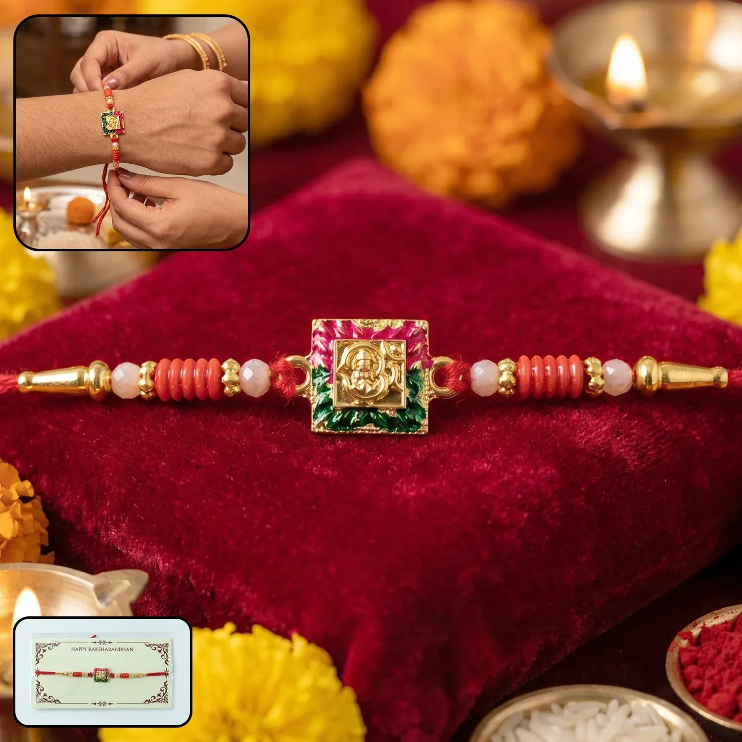 Premium Ganesha Rakhi, Elegant Designer Thread for Raksha Bandhan - Buy Online at Alikart