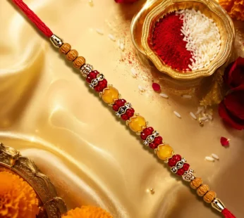 Multicolor Beaded Rakhi – Festive Stone Detail & Red Thread