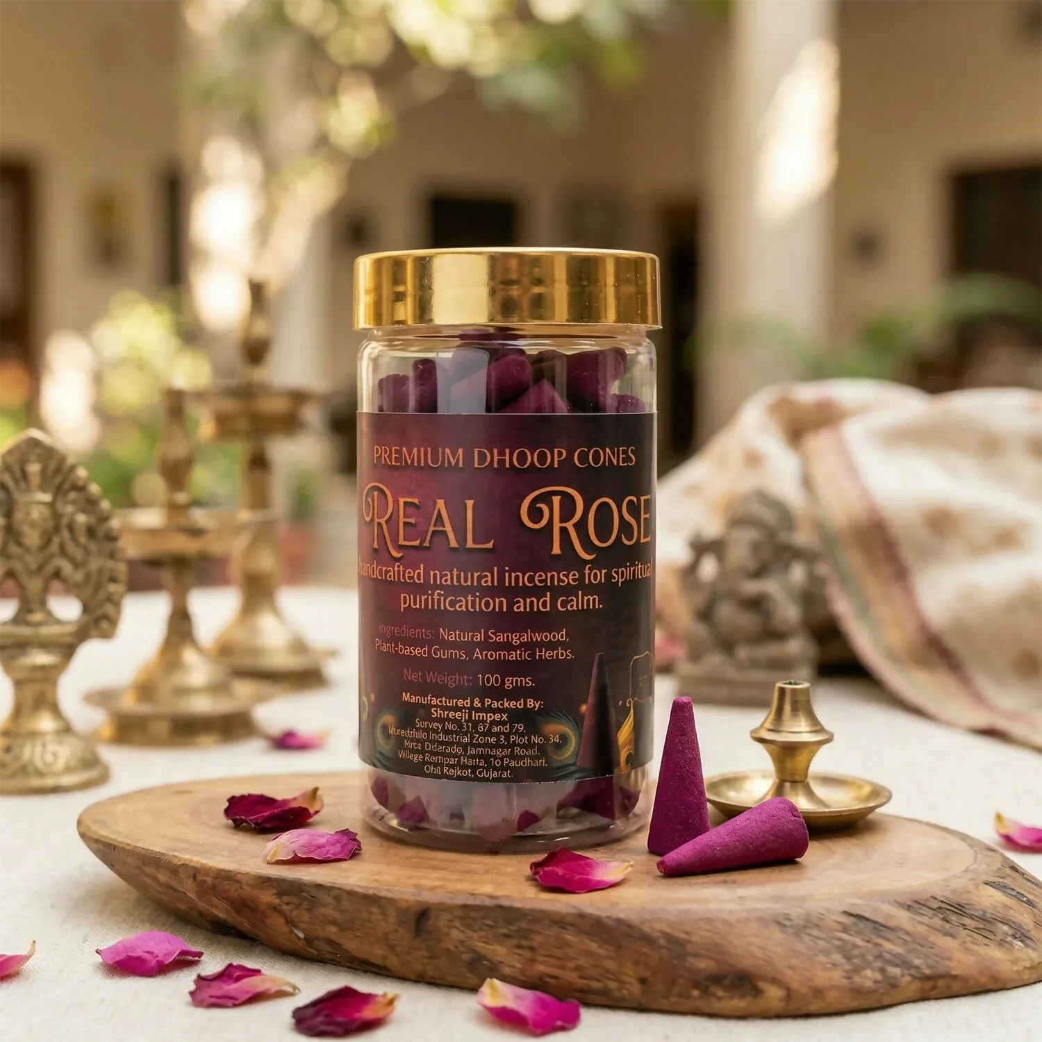 Real Rose Dhoop Cones – Natural, Long-Lasting Fragrance for Meditation - Detailed Feature View 3