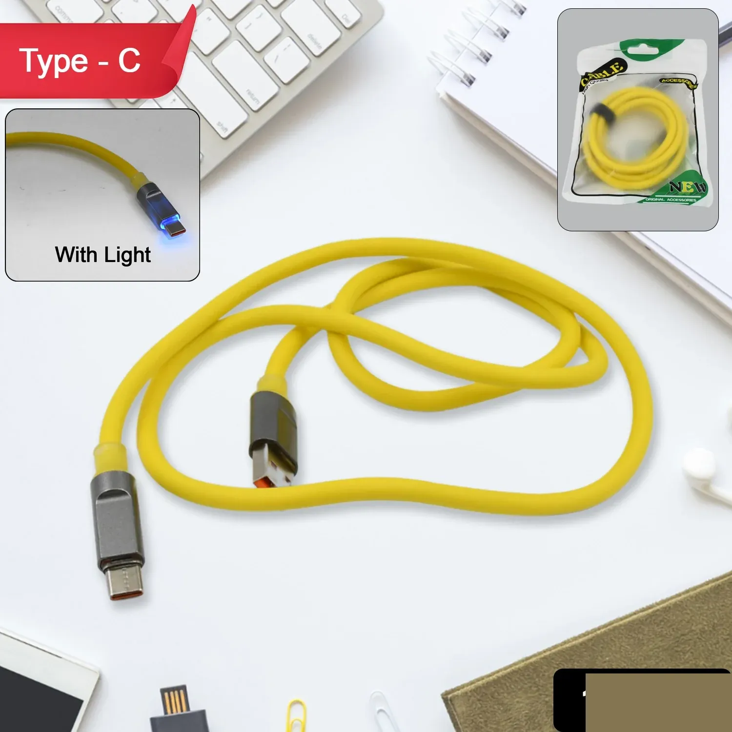 Type C Fast Charging Cable – with Light & 1m Durable | Indo Glow - Detailed Feature View 5