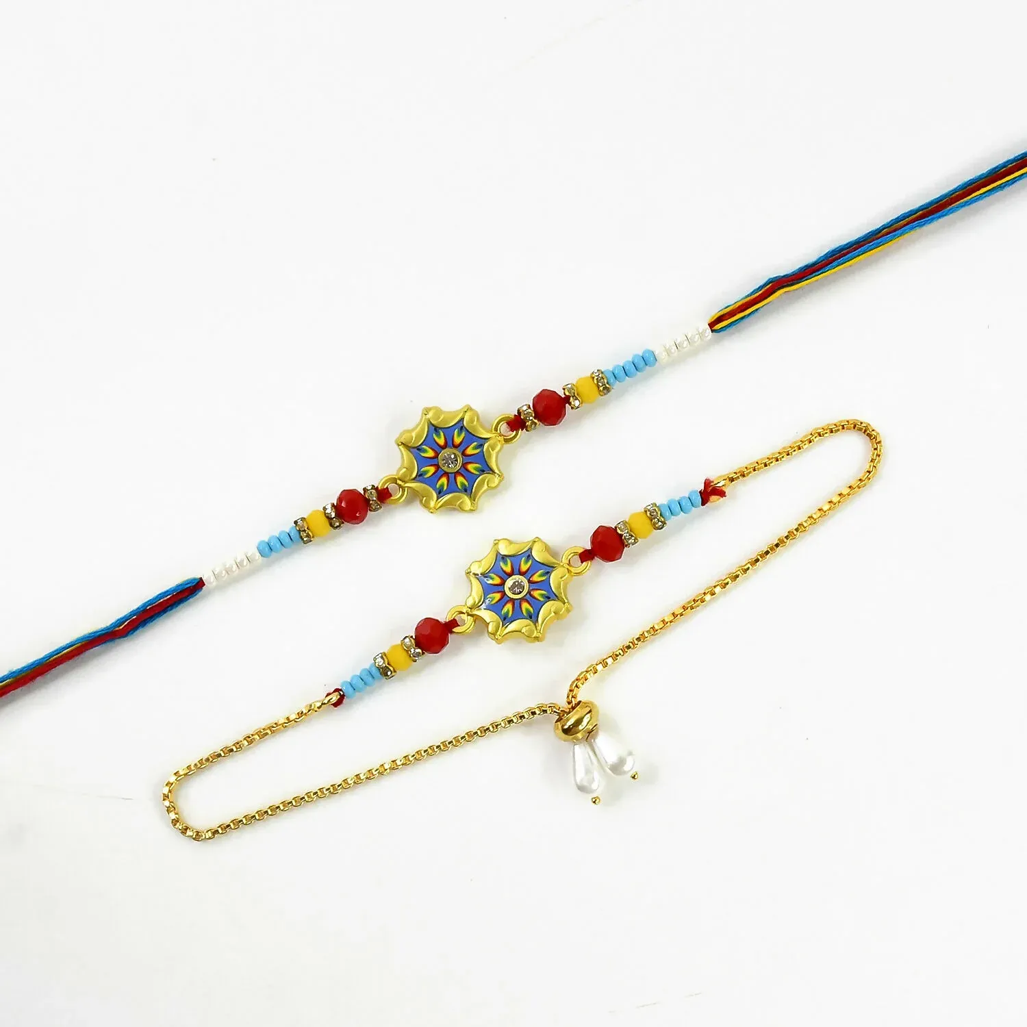 Bhaiya Bhabhi Rakhi Set – Vibrant Beadwork for Siblings - Detailed Feature View 5