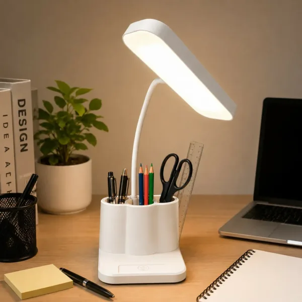 LED Desk Lamp with Pen Holder & Mobile Stand, Touch Control Study Lamp