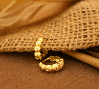 Gold Plated Matte Beaded Huggie Earrings – Elegant Everyday Hoop