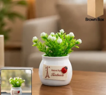 Mini Artificial Plant with Ceramic Pot White Flower Bonsai for Home Decor (1 Pc)