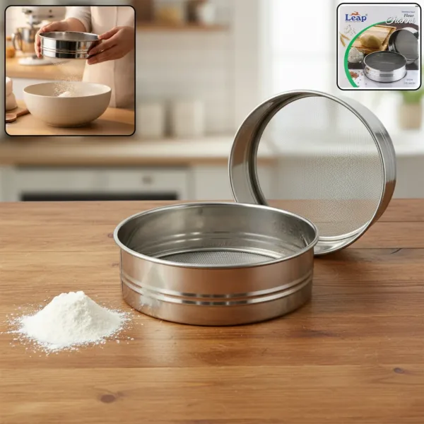 Stainless Steel Atta Chalni Sieve Set – Fine Mesh 2 Pc