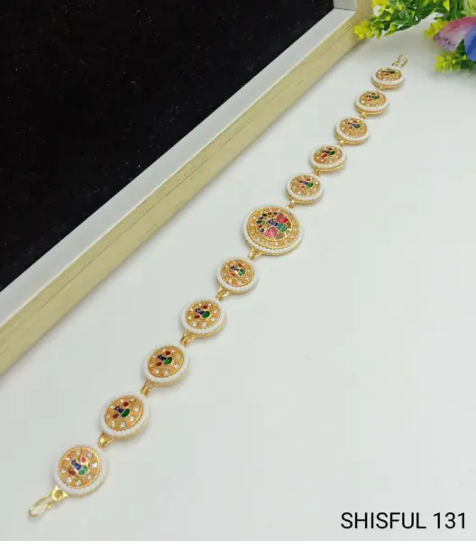 Gold-Plated Matha Patti with Multi-Color Meenakari Medallions – Ethnic Elegance