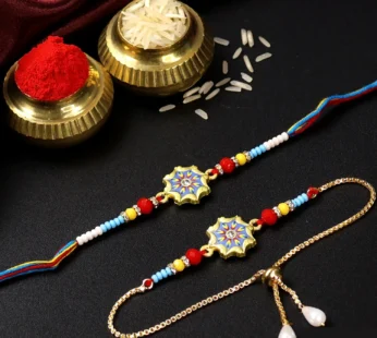 Bhaiya Bhabhi Rakhi Set – Vibrant Beadwork for Siblings