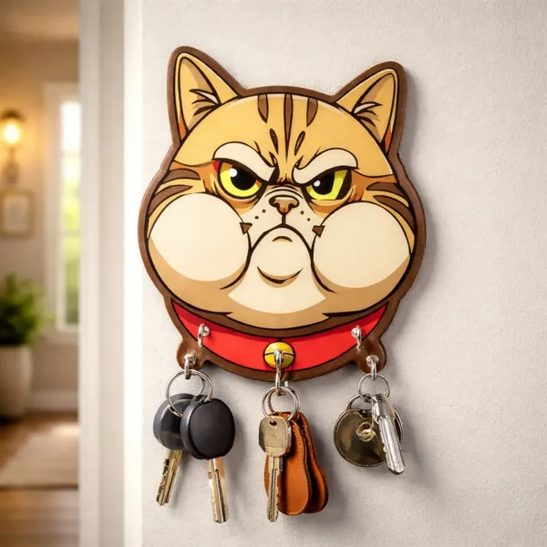 Cat Wooden Key Holder – Cute Wall-Mounted Organiser for Home
