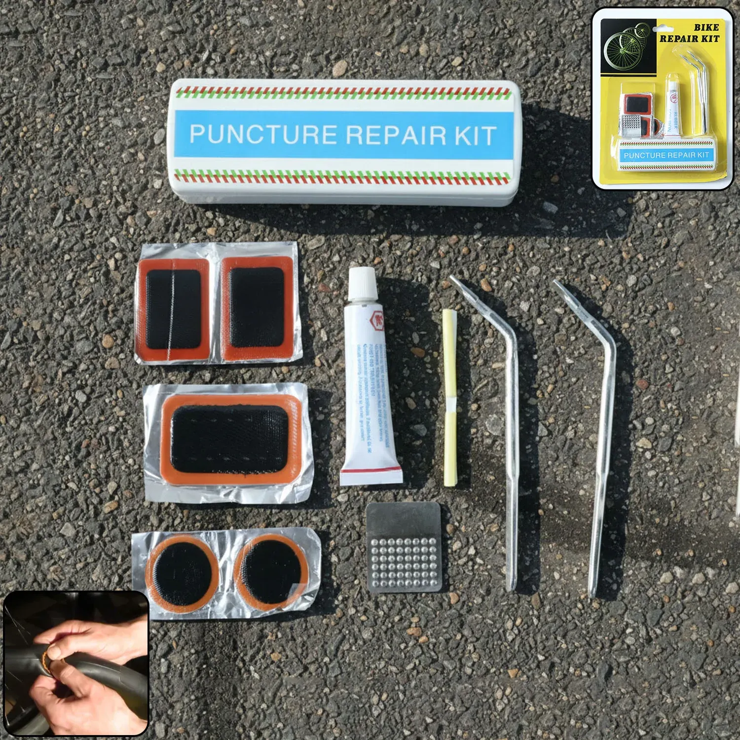 Premium Bicycle Tire Repair Kit – Portable Puncture Patch Set with Adhesive - Buy Online at Alikart